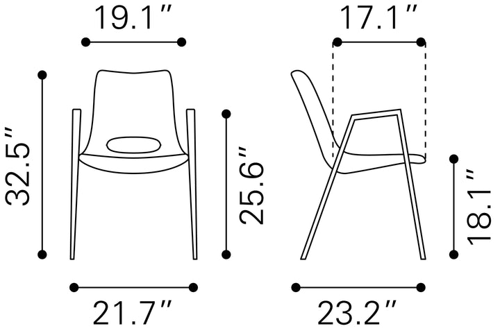 Zuo Desi Dining Chair (Set of 2) Azure Gray & Walnut