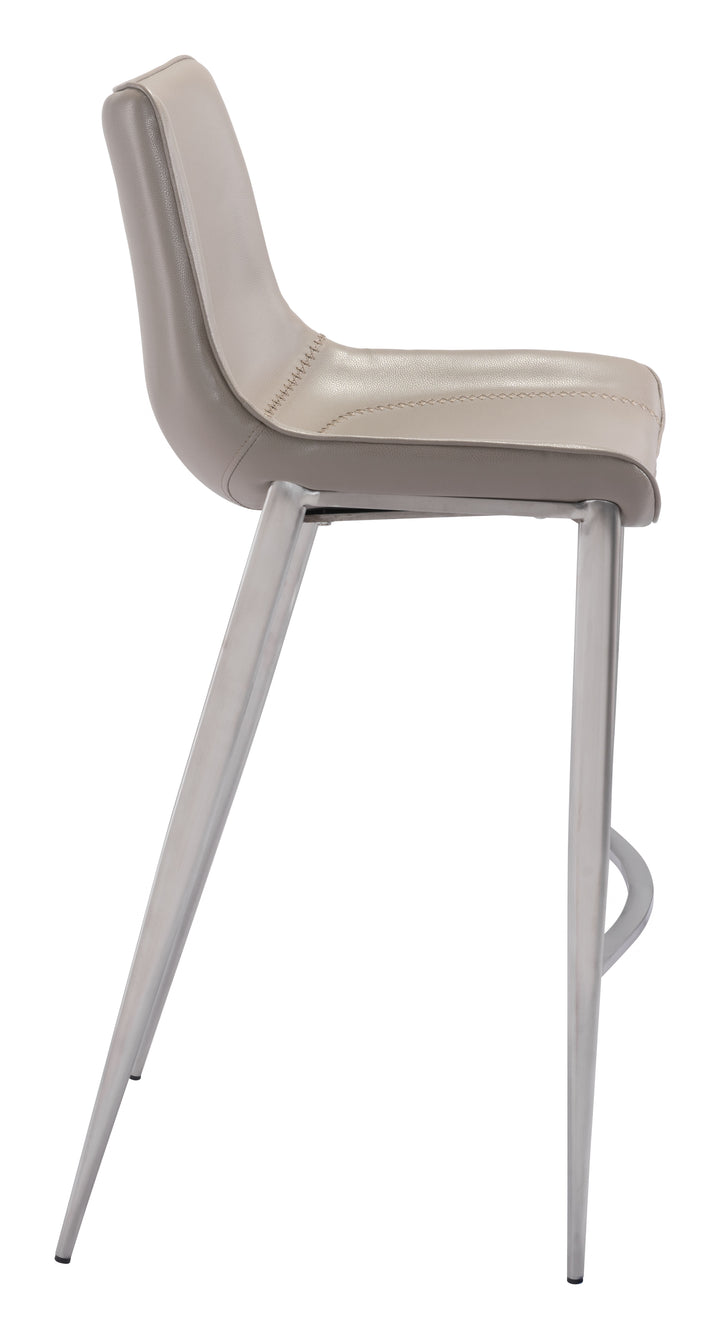Zuo Magnus Barstool (Set of 2) Brown & Silver