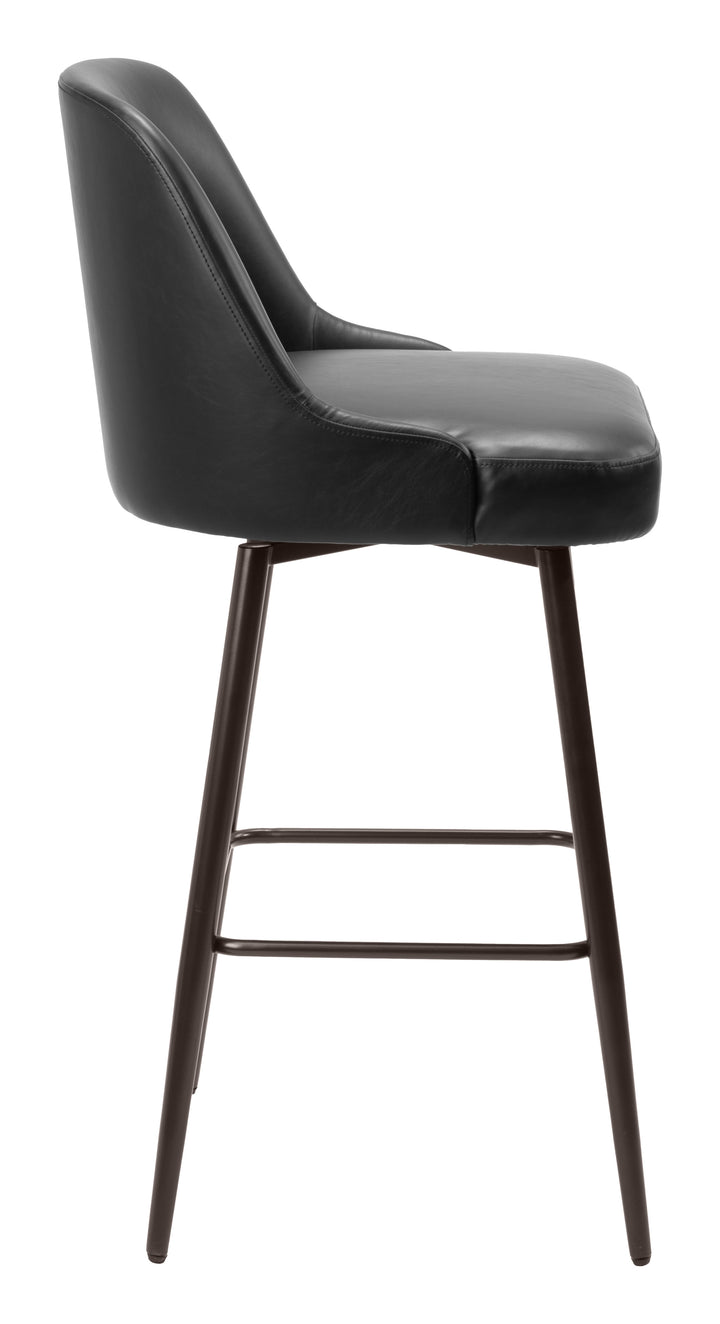 Zuo Keppel Swivel Barstool Black & Bronze