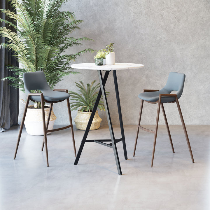 Zuo Desi Barstool (Set of 2) Azure Gray & Walnut
