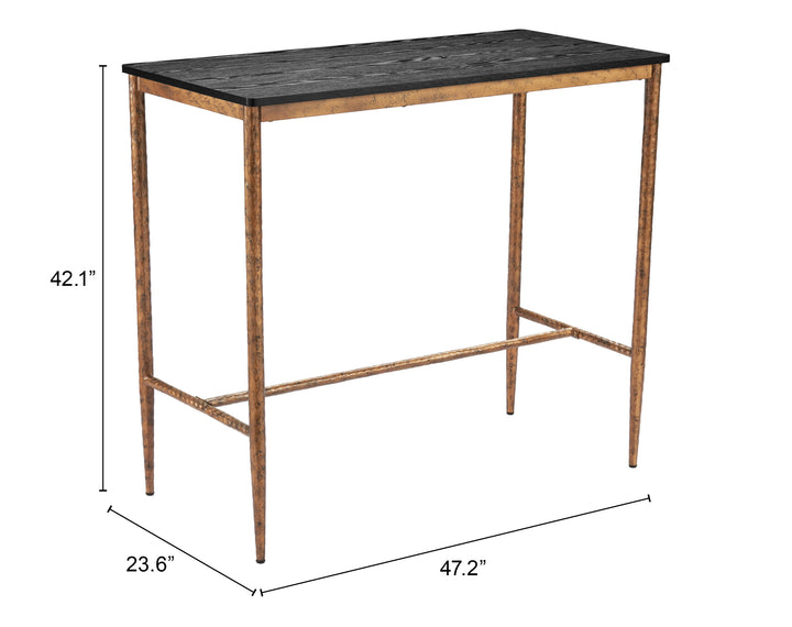 Zuo Nida Bar Table Black & Bronze