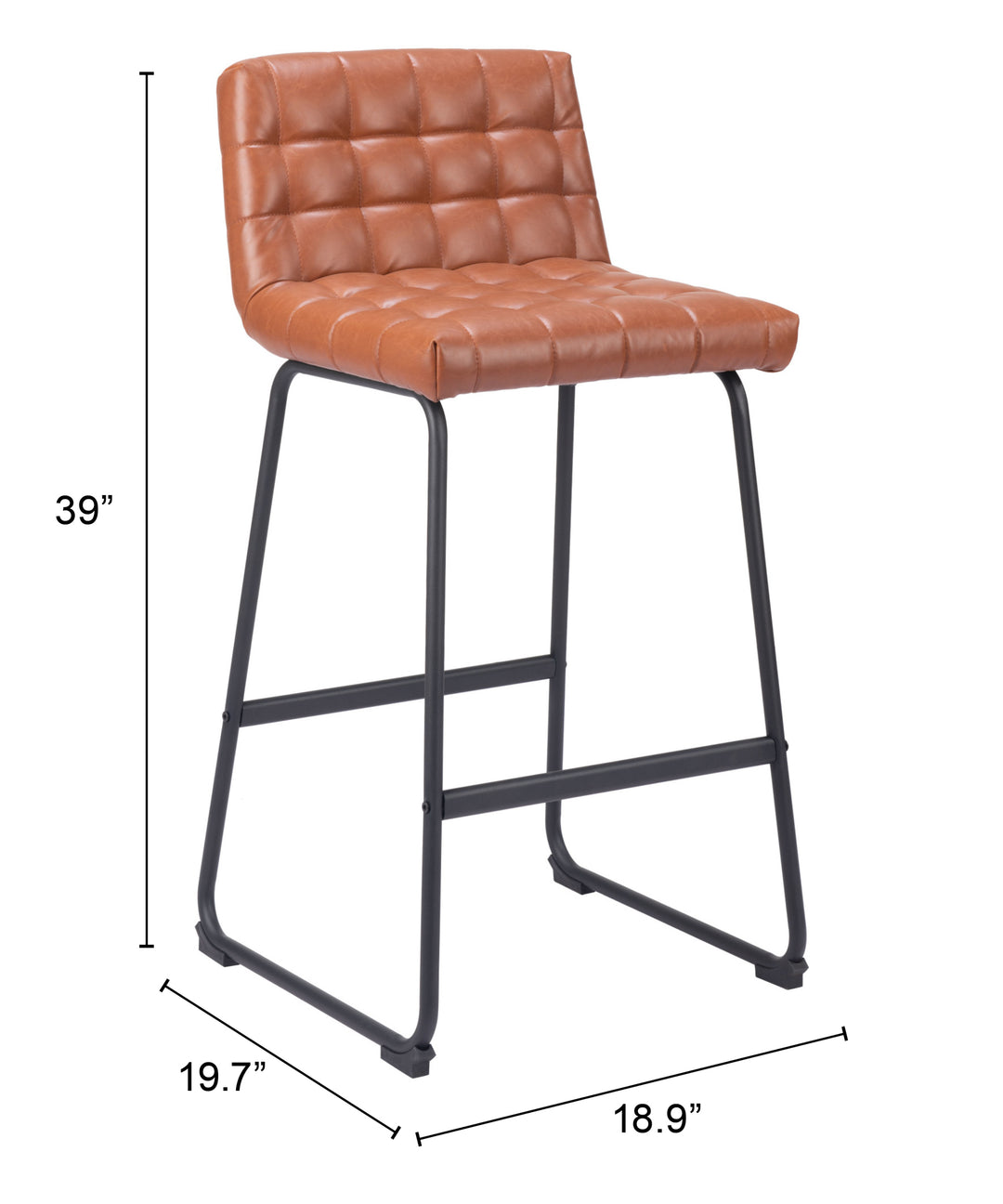 Zuo Pago Barstool (Set of 2) Brown