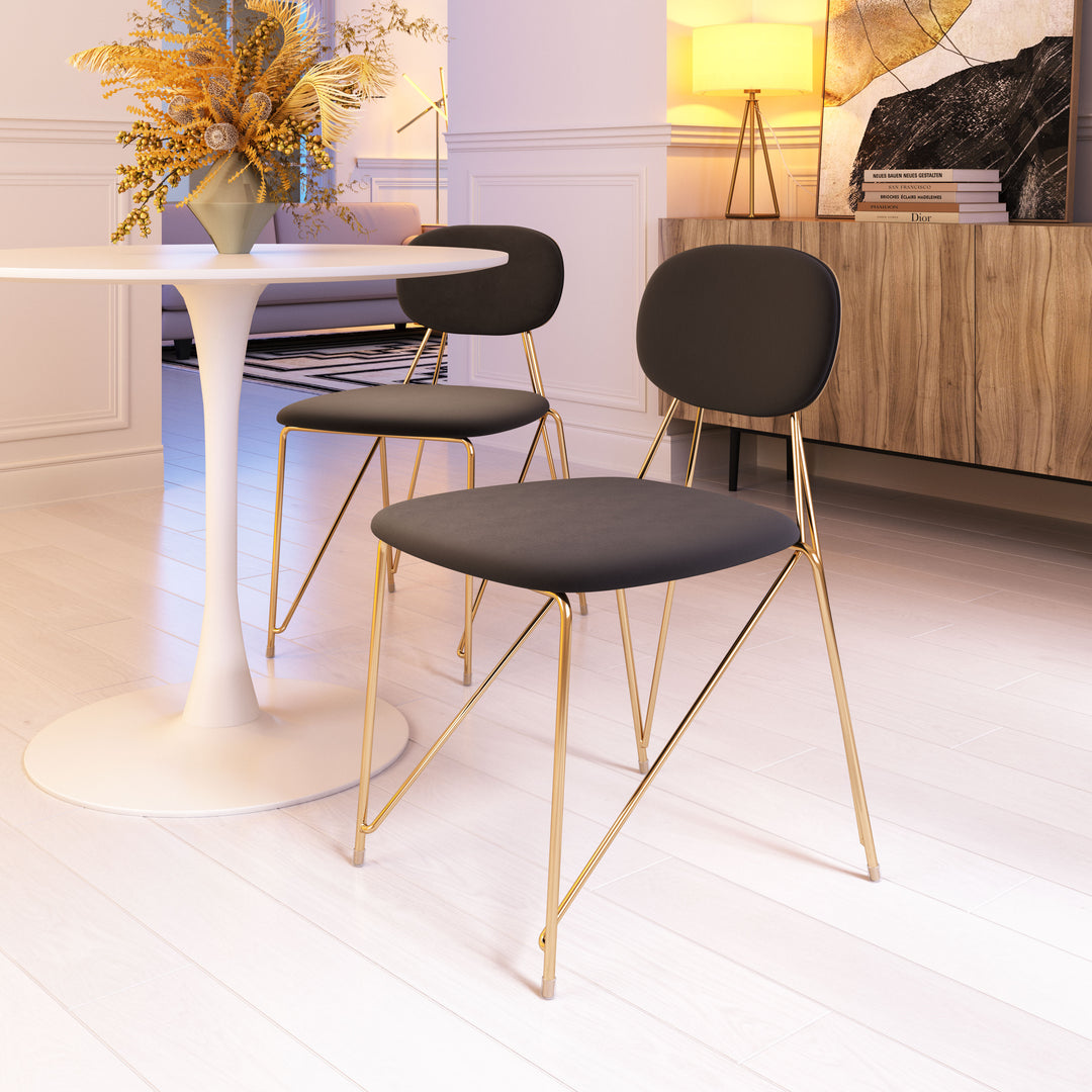 Zuo Georges Dining Chair (Set of 2) Gray & Gold