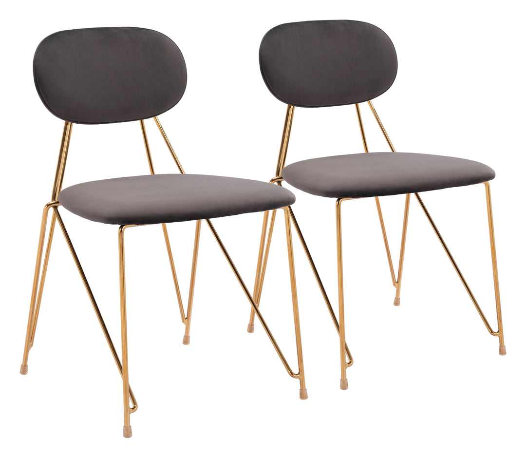 Zuo Georges Dining Chair (Set of 2) Gray & Gold