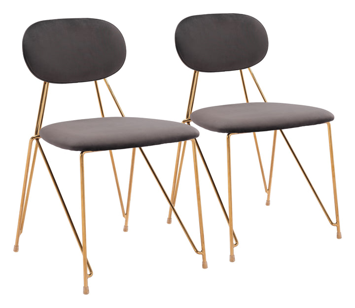 Zuo Georges Dining Chair (Set of 2) Gray & Gold