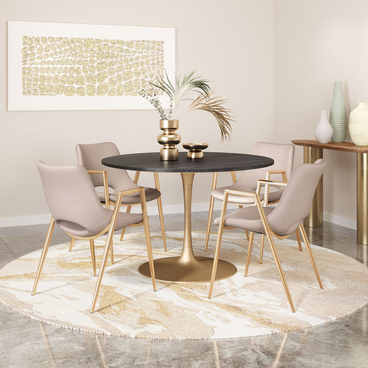 Zuo Desi Dining Chair (Set of 2) Beige & Gold