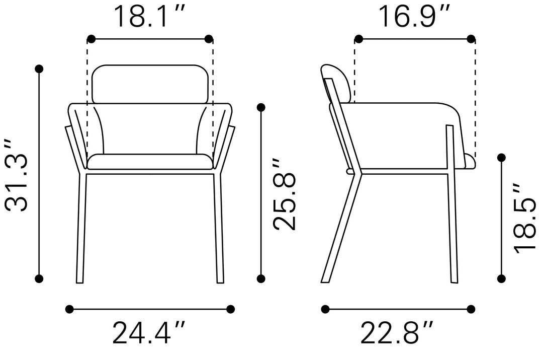 Zuo Bremor Dining Chair (Set of 2) Slate Gray