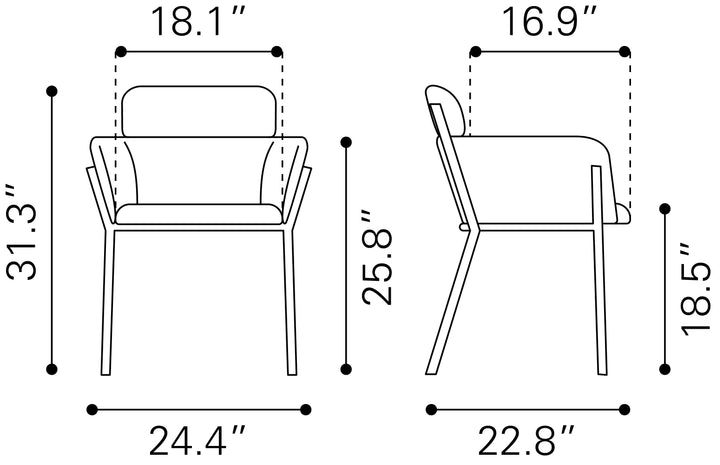 Zuo Bremor Dining Chair (Set of 2) Slate Gray