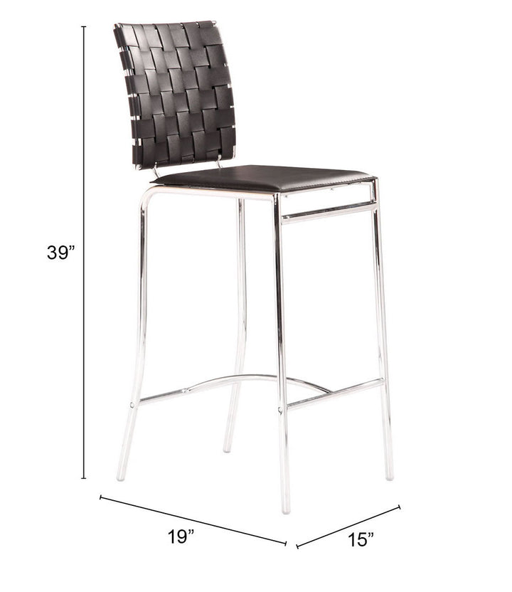 Zuo Criss Cross Counter Stool (Set of 2) Black