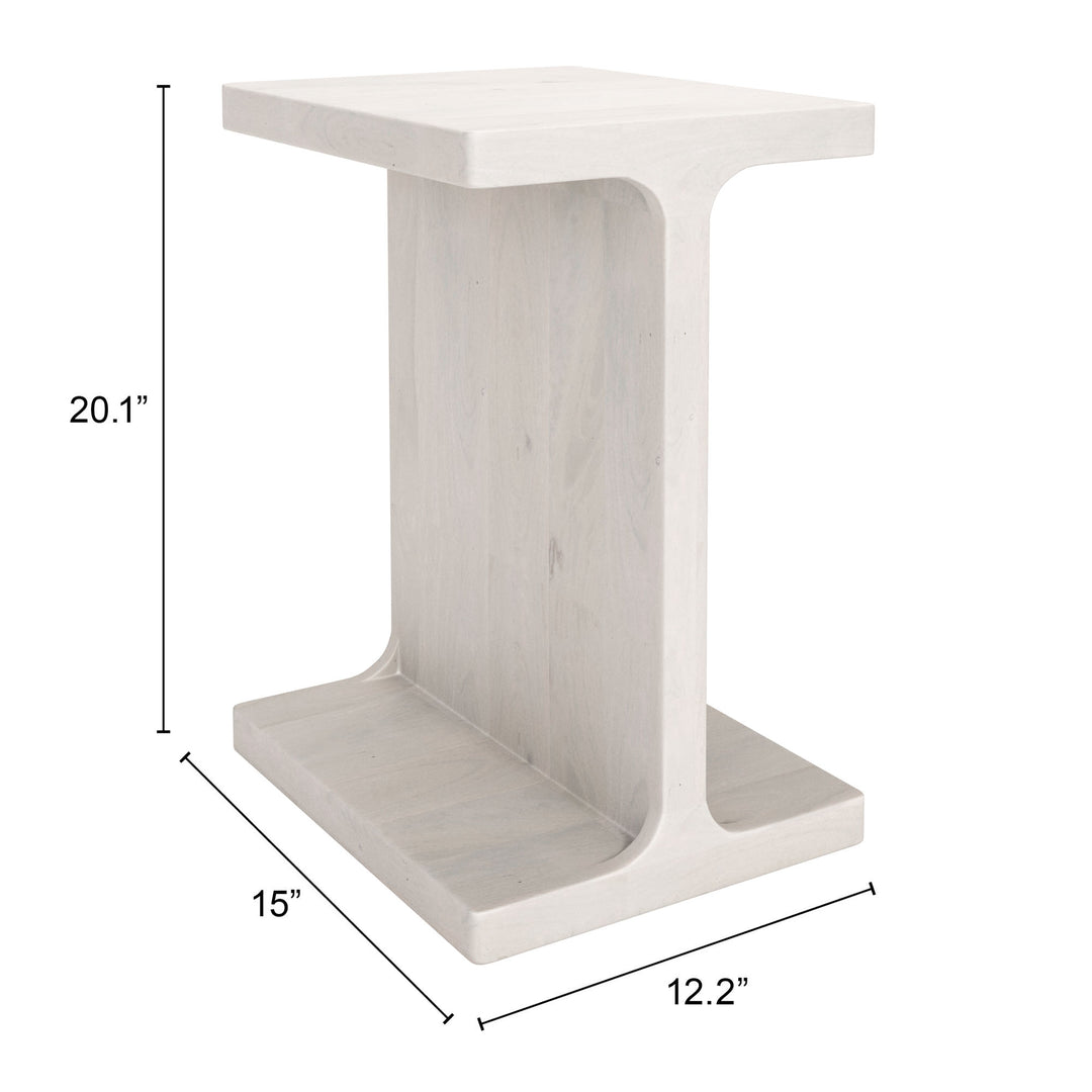 Zuo Bama Side Table Whitewashed