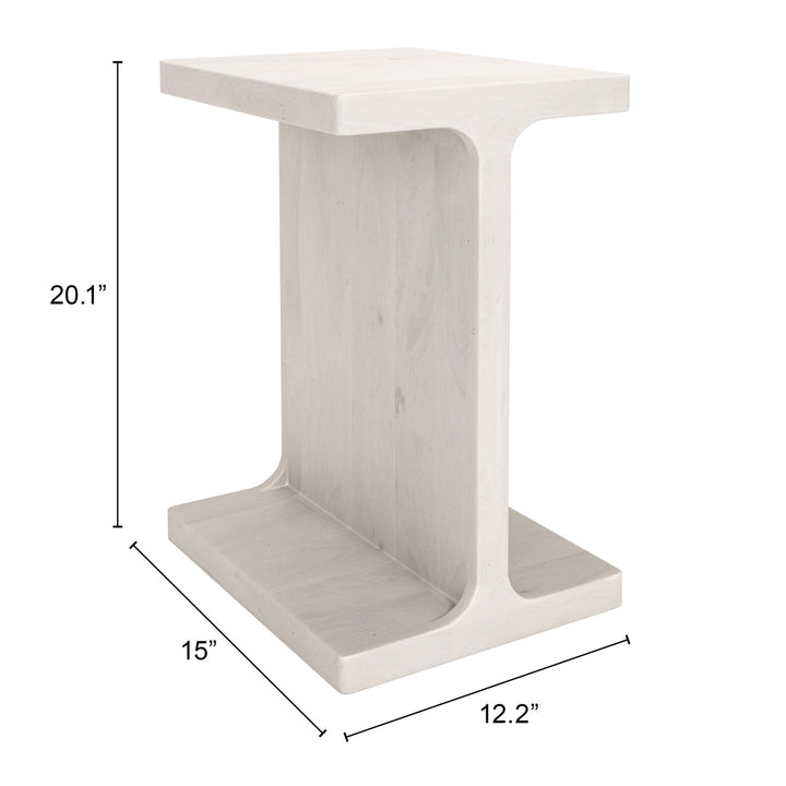 Zuo Bama Side Table Whitewashed