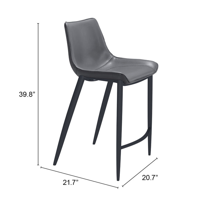 Zuo Magnus Counter Stool (Set of 2) Dark Gray & Black