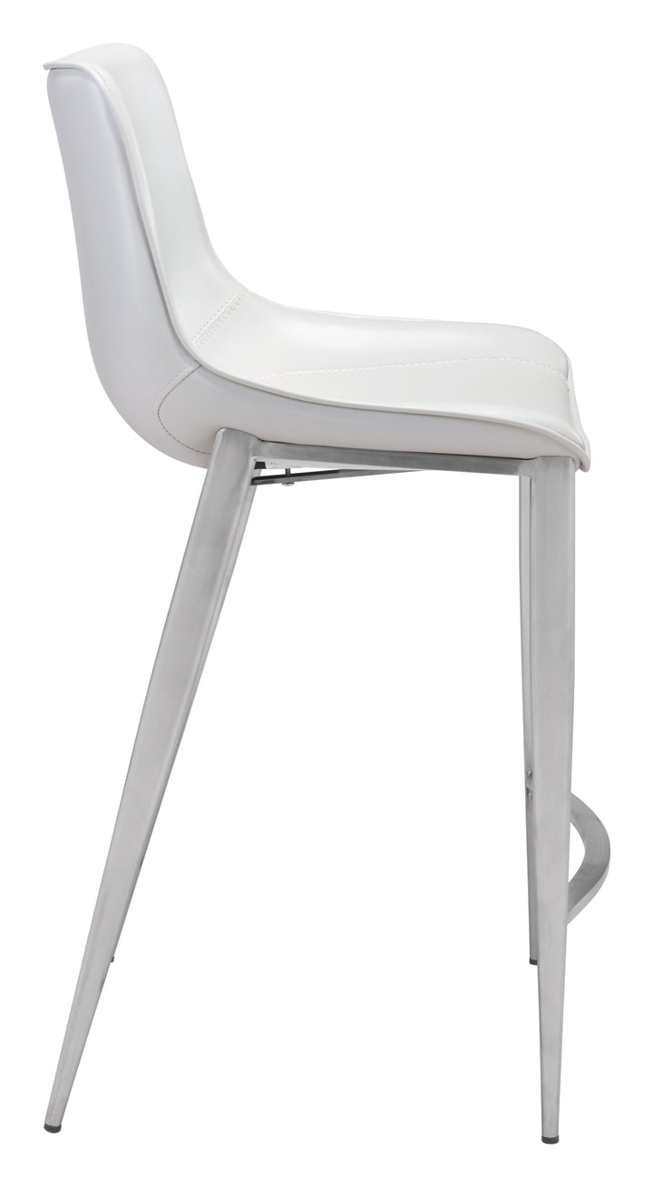 Zuo Magnus Counter Stool (Set of 2) White & Silver