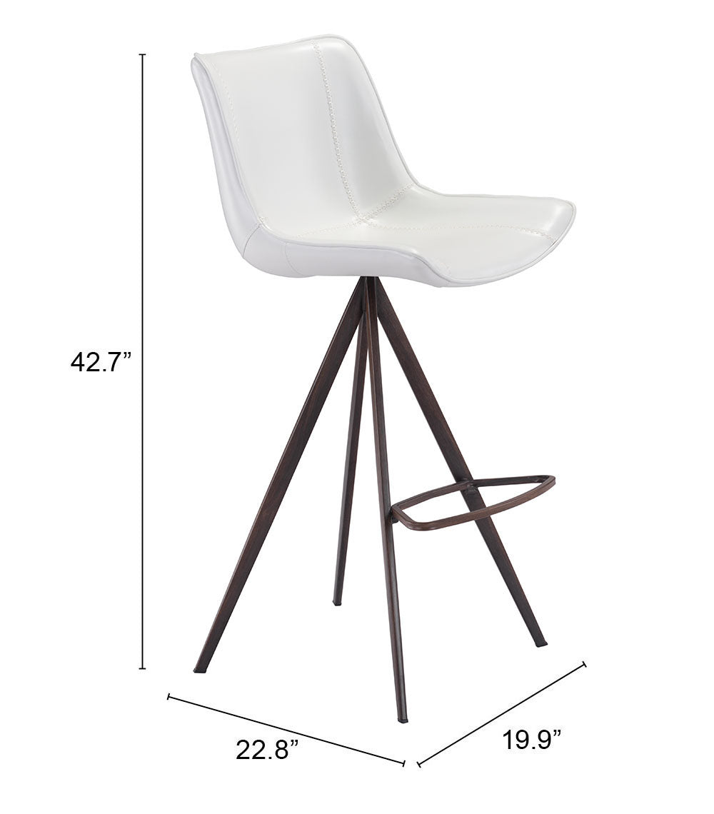Zuo Aki Barstool (Set of 2) White & Walnut