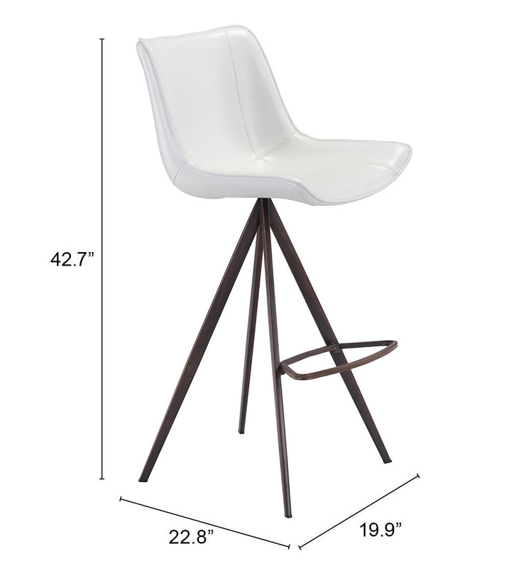 Zuo Aki Barstool (Set of 2) White & Walnut