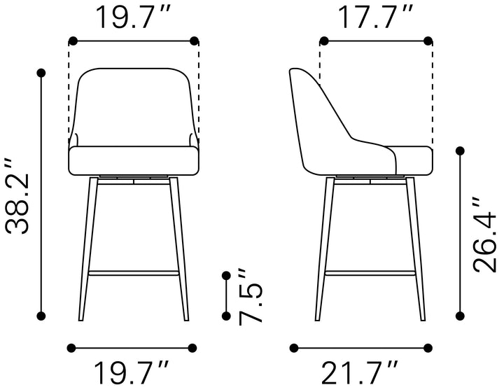 Zuo Keppel Swivel Counter Stool Brown