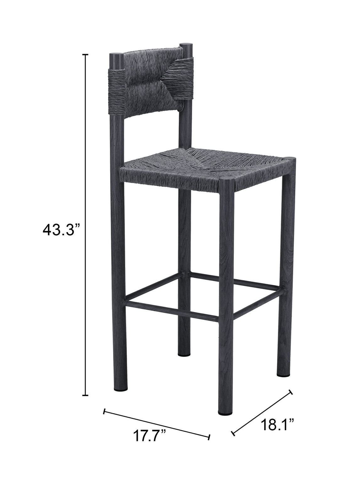 Zuo Iska Barstool (Set of 2) Black