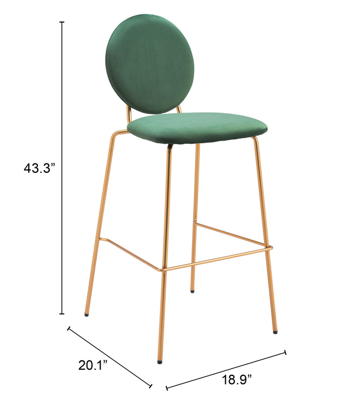 Zuo Odessa Barstool (Set of 2) Green & Gold