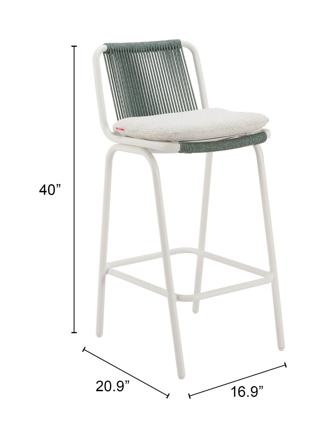Zuo Luft Barstool (Set of 2) White & Green