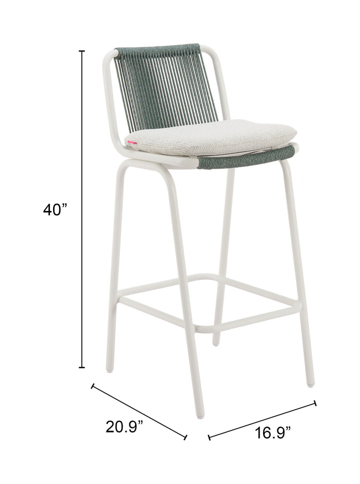 Zuo Luft Barstool (Set of 2) White & Green