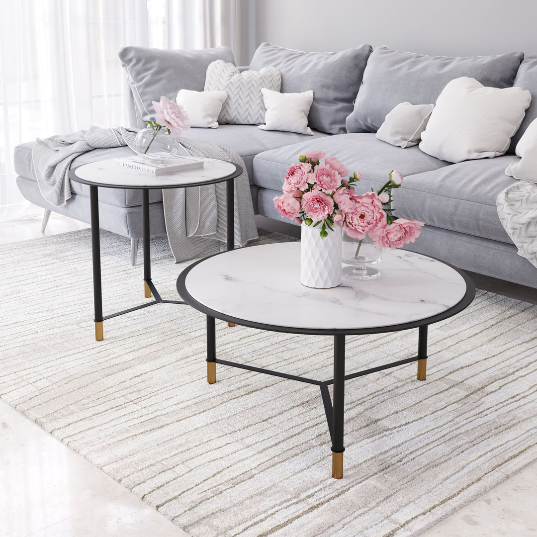 Zuo Davis Coffee Table Set (2-Piece) White & Black