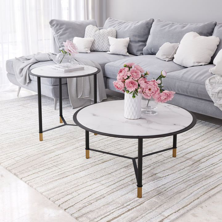 Zuo Davis Coffee Table Set (2-Piece) White & Black