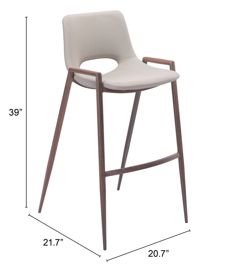 Zuo Desi Barstool (Set of 2) Beige & Walnut