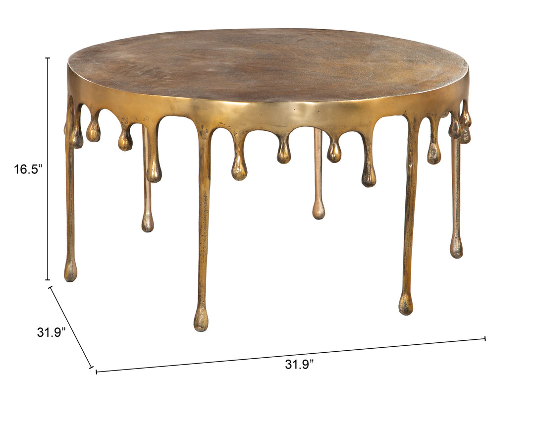 Zuo Drip Coffee Table Antique Brass