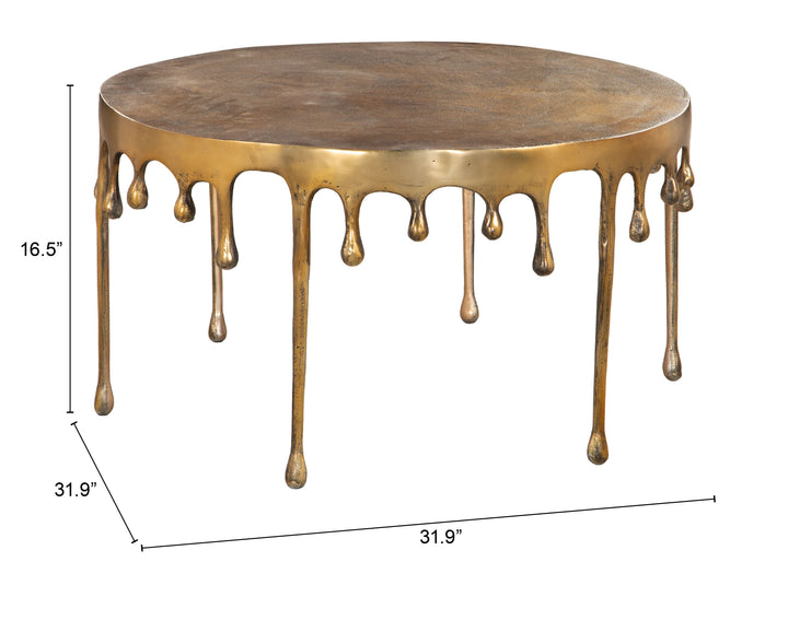 Zuo Drip Coffee Table Antique Brass