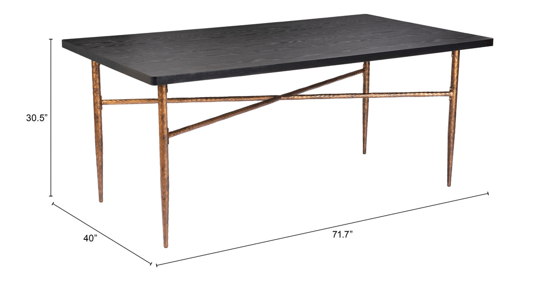 Zuo Nida Dining Table Black & Bronze
