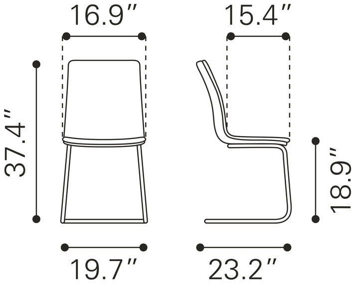 Zuo Sharon Dining Chair (Set of 2) Vintage Black