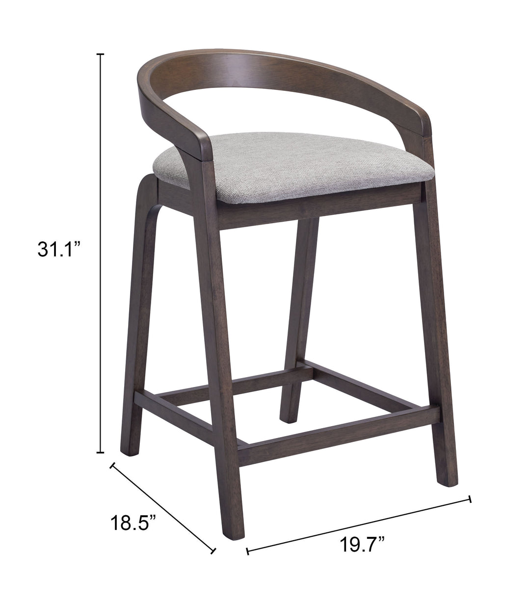 Zuo Troy Counter Stool (Set of 2) Dove Gray & Espresso