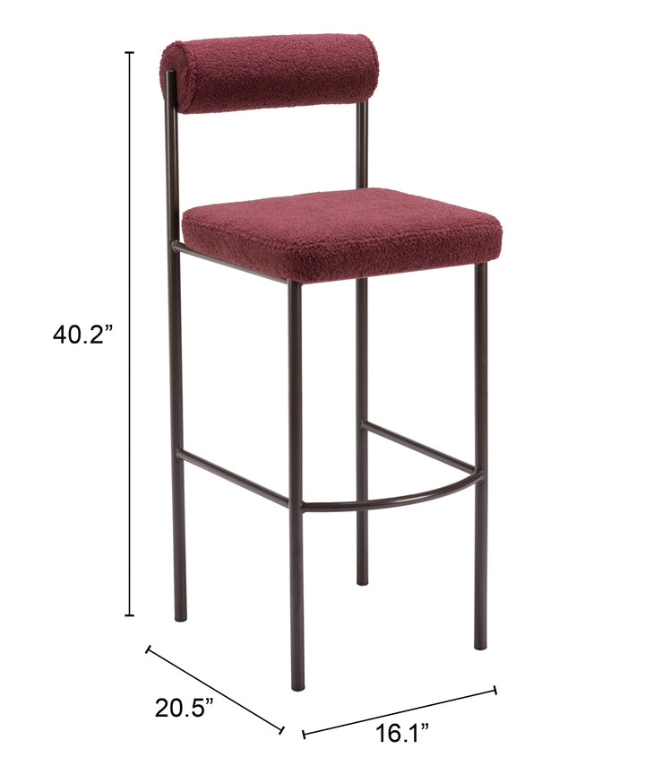Zuo Livorno Barstool (Set of 2) Red & Bronze
