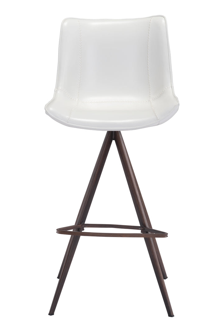 Zuo Aki Barstool (Set of 2) White & Walnut
