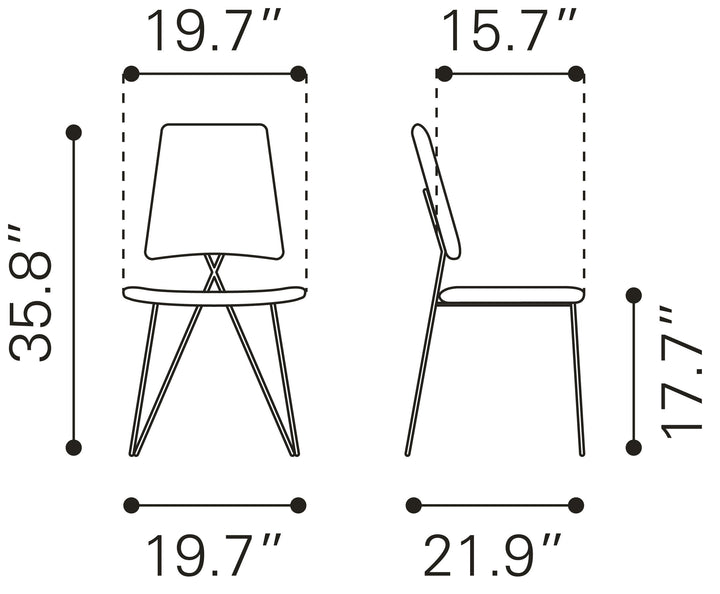 Zuo Chloe Dining Chair (Set of 2) Gray & Gold