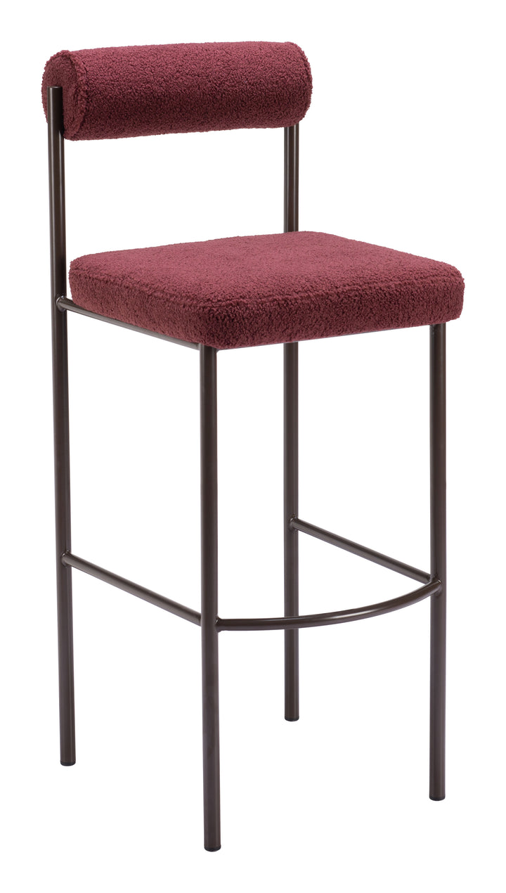 Zuo Livorno Barstool (Set of 2) Red & Bronze