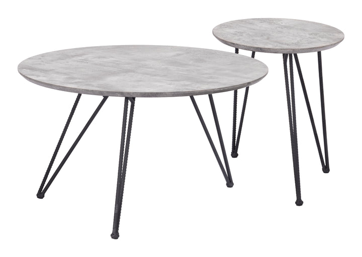 Zuo Kerris Coffee Table Set (2-Piece) Gray & Black