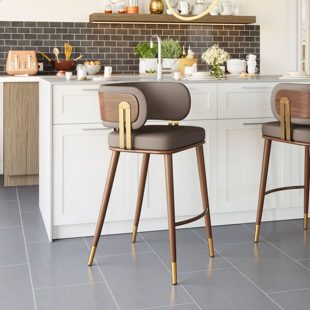 Zuo Brew Barstool Brown & Walnut