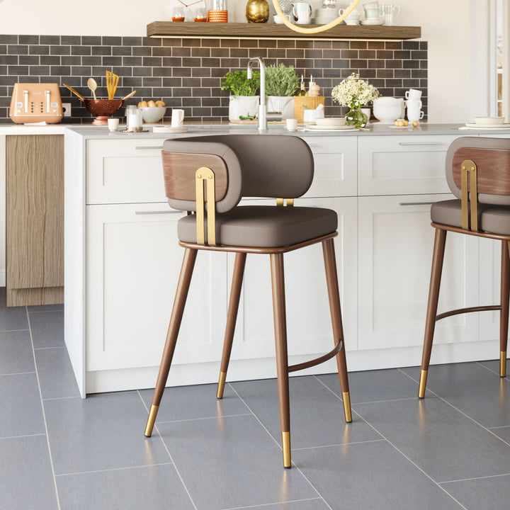 Zuo Brew Barstool Brown & Walnut