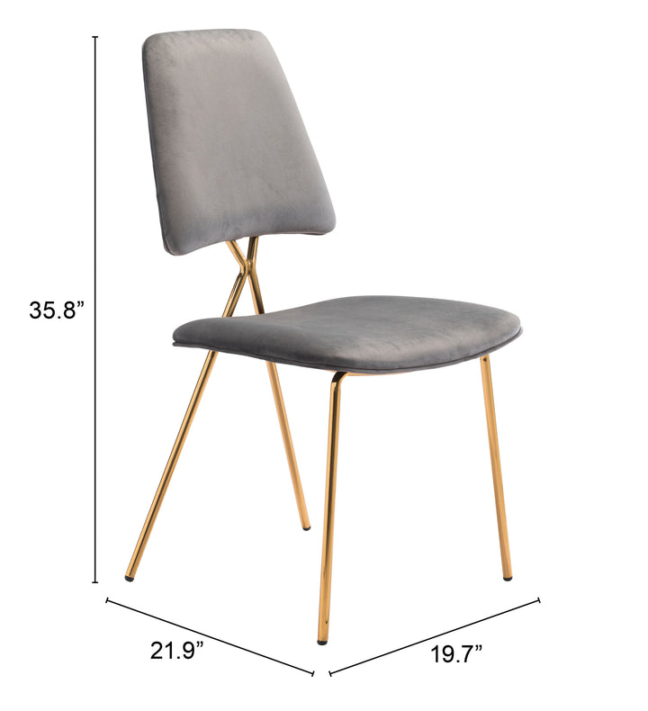 Zuo Chloe Dining Chair (Set of 2) Gray & Gold