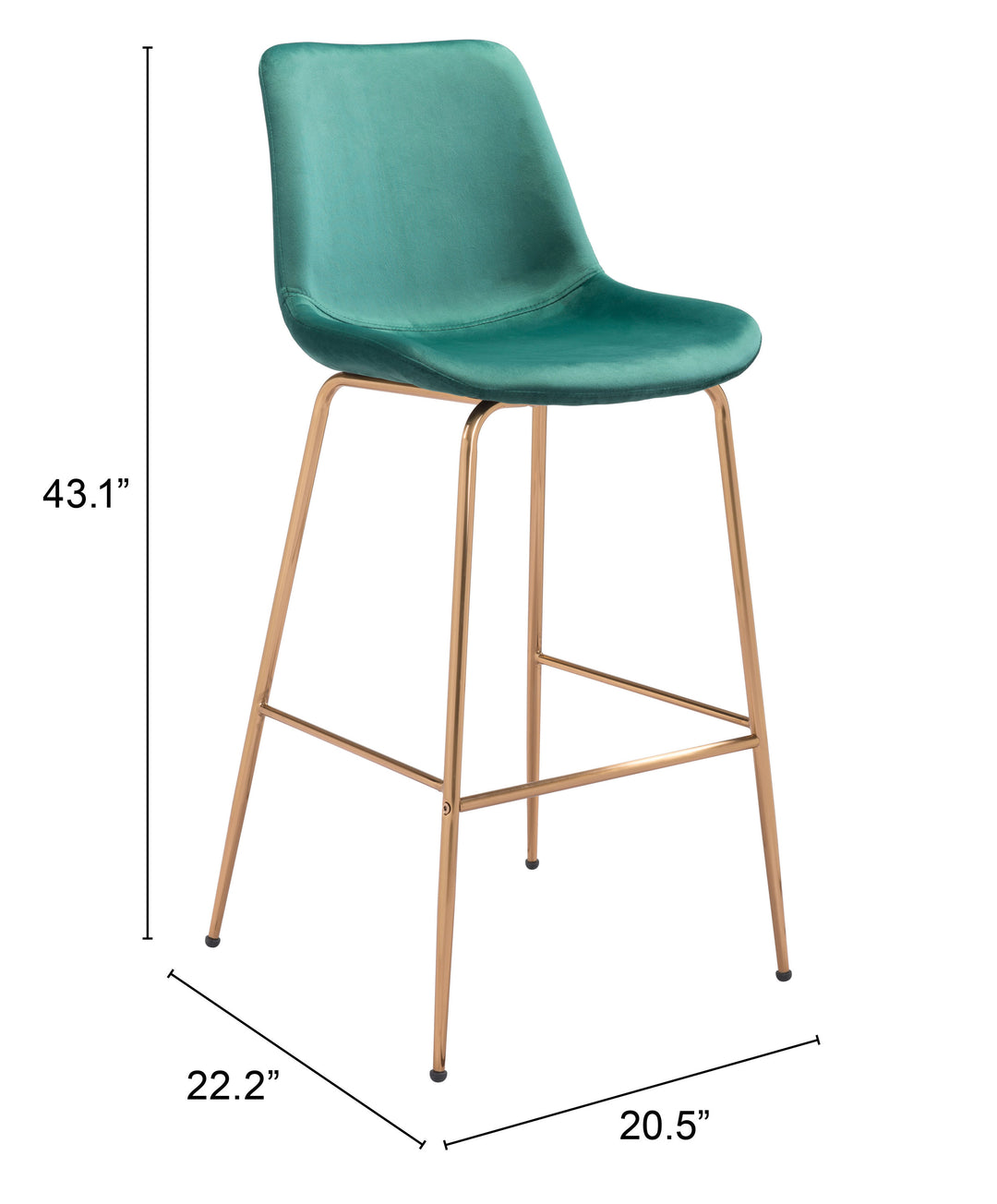 Zuo Tony Barstool Green & Gold