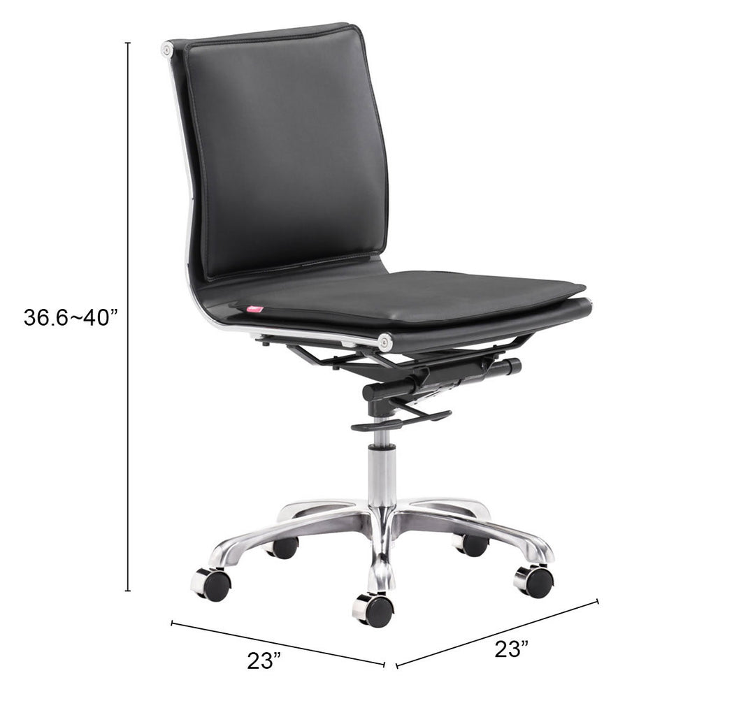 Zuo Lider Plus Armless Office Chair Black