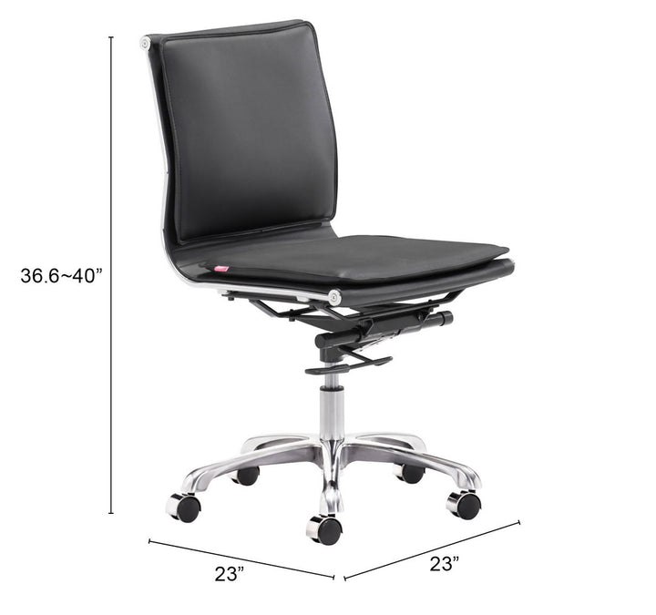 Zuo Lider Plus Armless Office Chair Black