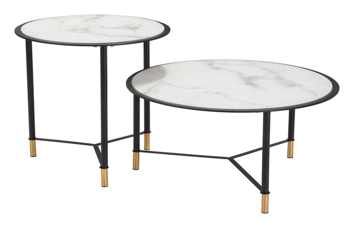 Zuo Davis Coffee Table Set (2-Piece) White & Black