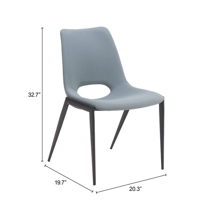 Zuo Desi Armless Dining Chair (Set of 2) Azure Gray