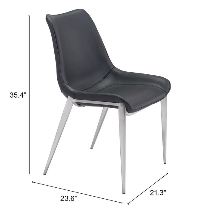 Zuo Magnus Dining Chair (Set of 2) Black & Silver