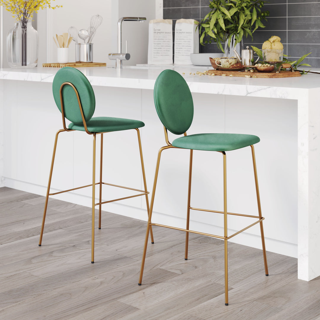 Zuo Odessa Barstool (Set of 2) Green & Gold