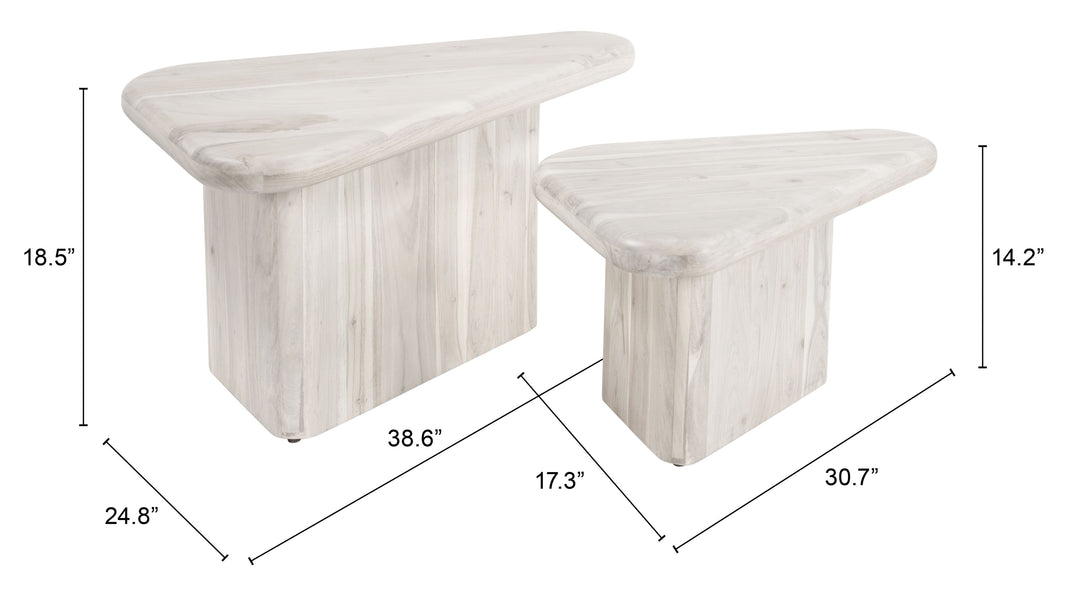 Zuo Navidic Coffee Table Set (2-Piece) Whitewashed