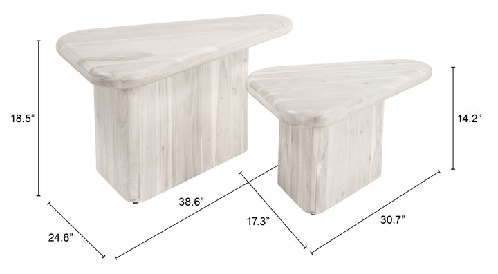 Zuo Navidic Coffee Table Set (2-Piece) Whitewashed
