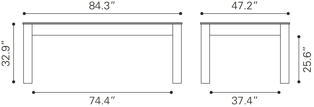 Zuo Bonker 3 in 1 Table Brown